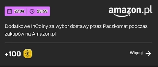 [InPost] Dodatkowe 100 inCoinów za zamówienie z Amazon.pl z dostawą do inPost Paczkomat