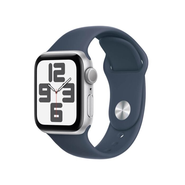 Apple Watch SE 2-gen. GPS Koperta 40mm z Aluminium w kolorze Srebrnym z Paskiem sportowym w kolorze Sztormowego błękitu - rozmiar M/L