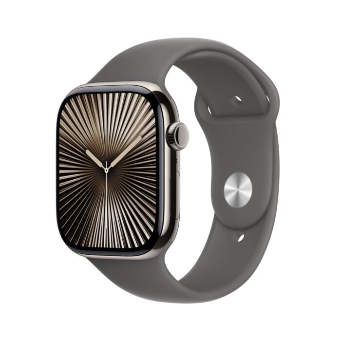 Apple Watch Series 10 GPS + Cellular Koperta 46mm z Tytanu w kolorze Naturalnym z Paskiem sportowym w kolorze Górskiej szarości - S/M