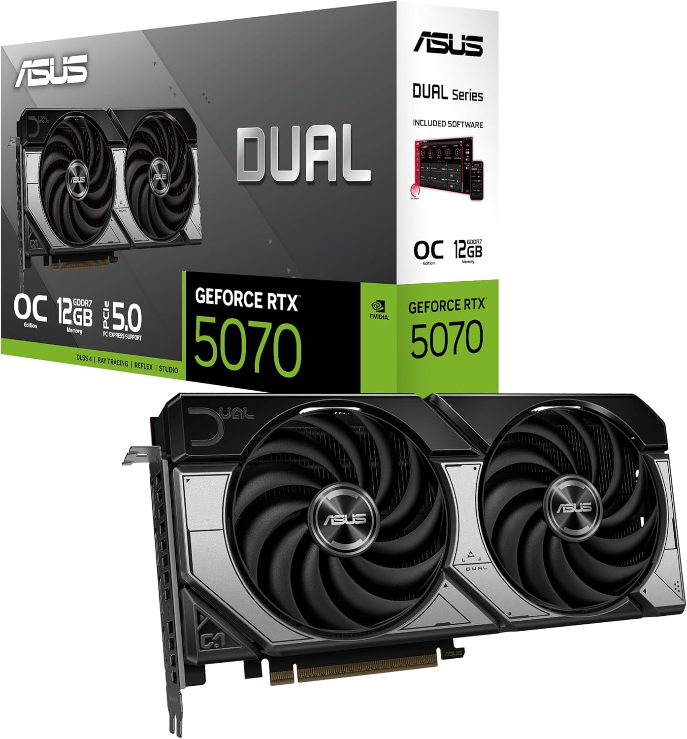 Karta graficzna ASUS Dual NVIDIA GeForce RTX 5070 OC Edition, 12 GB GDDR7, 192 bity, PCIe 5.0