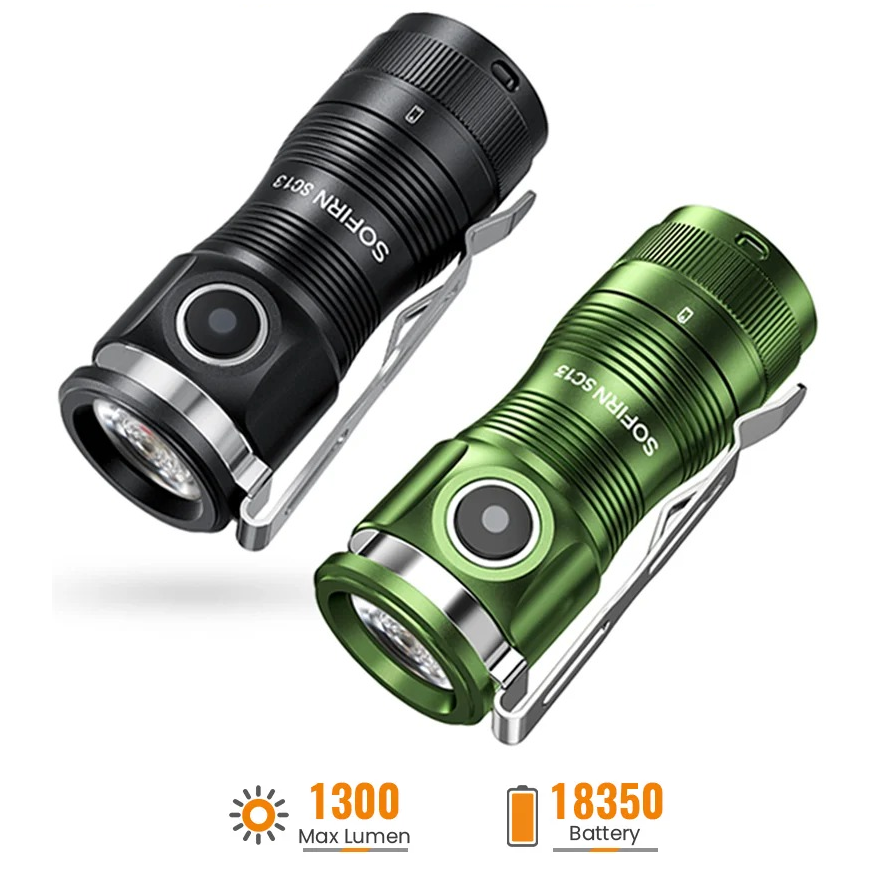 Mini latarka Sofirn SC13 1300lm (możliwe ~34zł w monetach) - zasięg 217m, ogniwo 1100mAh, waga ~60g z baterią, dostawa z Polski