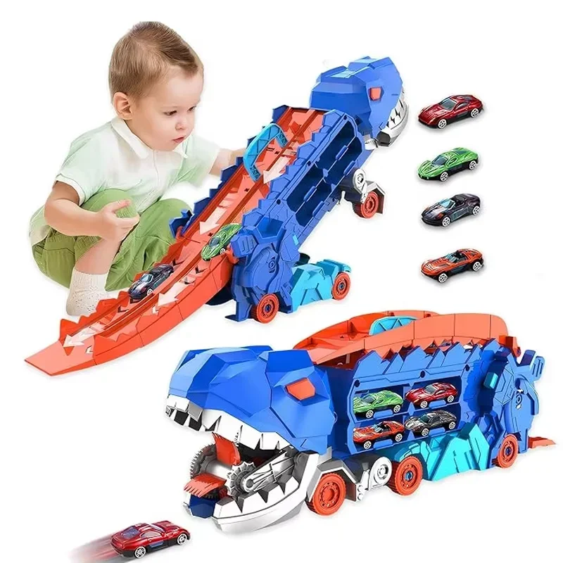 Ciężarówka T-rex (transport, zjeżdżalnia, 4 autka)