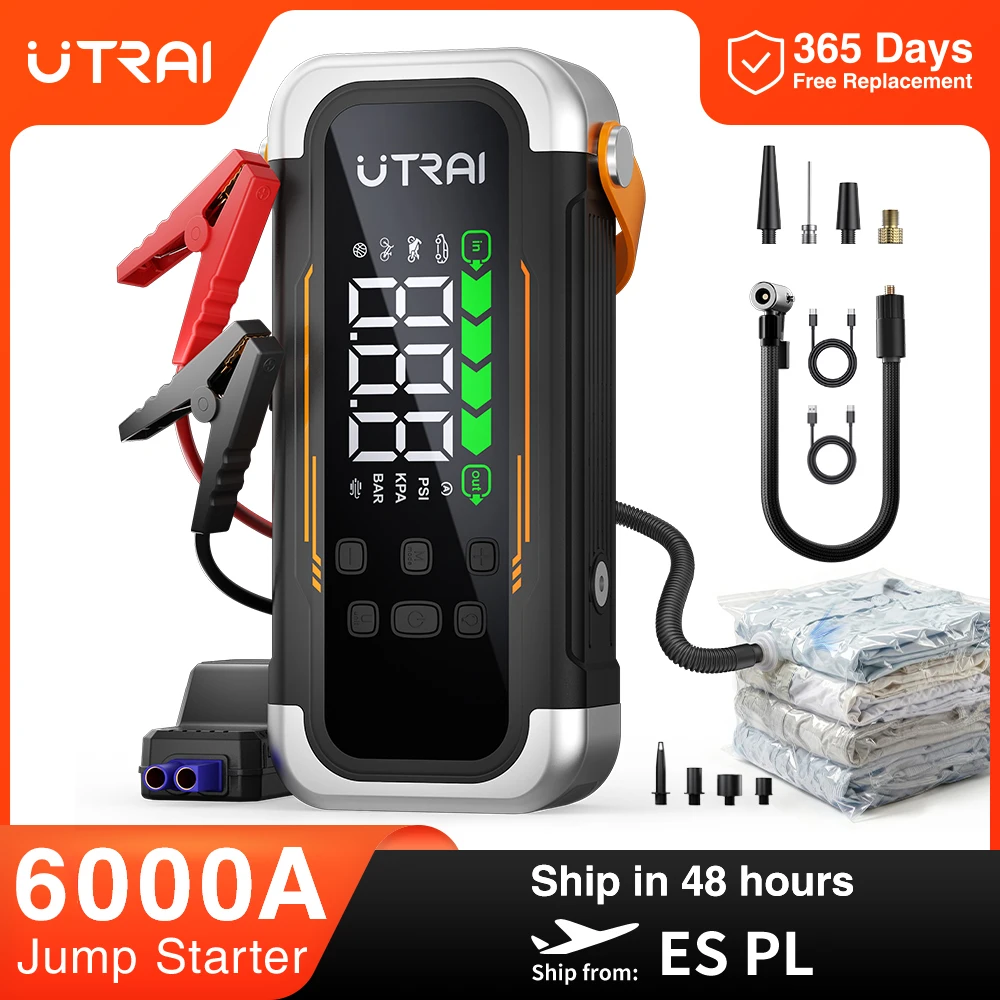 Urządzenie rozruchowe UTRAI JS-40 10000mAh, kompresor + dwufunkcyjna dmuchawa do SUP, powerbank PD30W - $70.47 (możliwe $66.47 w aplikacji)