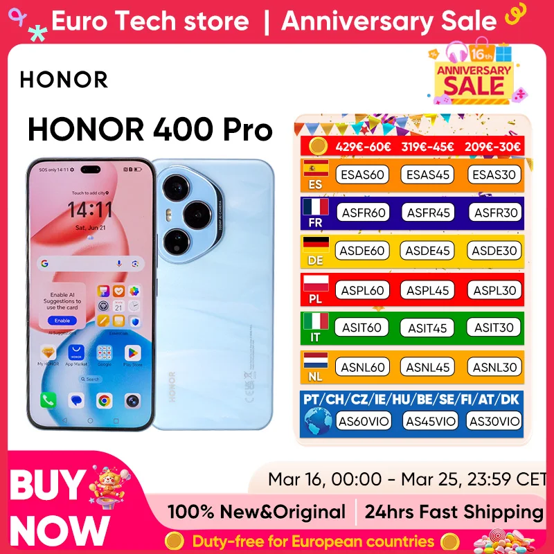 Smartfon HONOR 400 Pro 5G 6,7″ AMOLED 12/512 GB