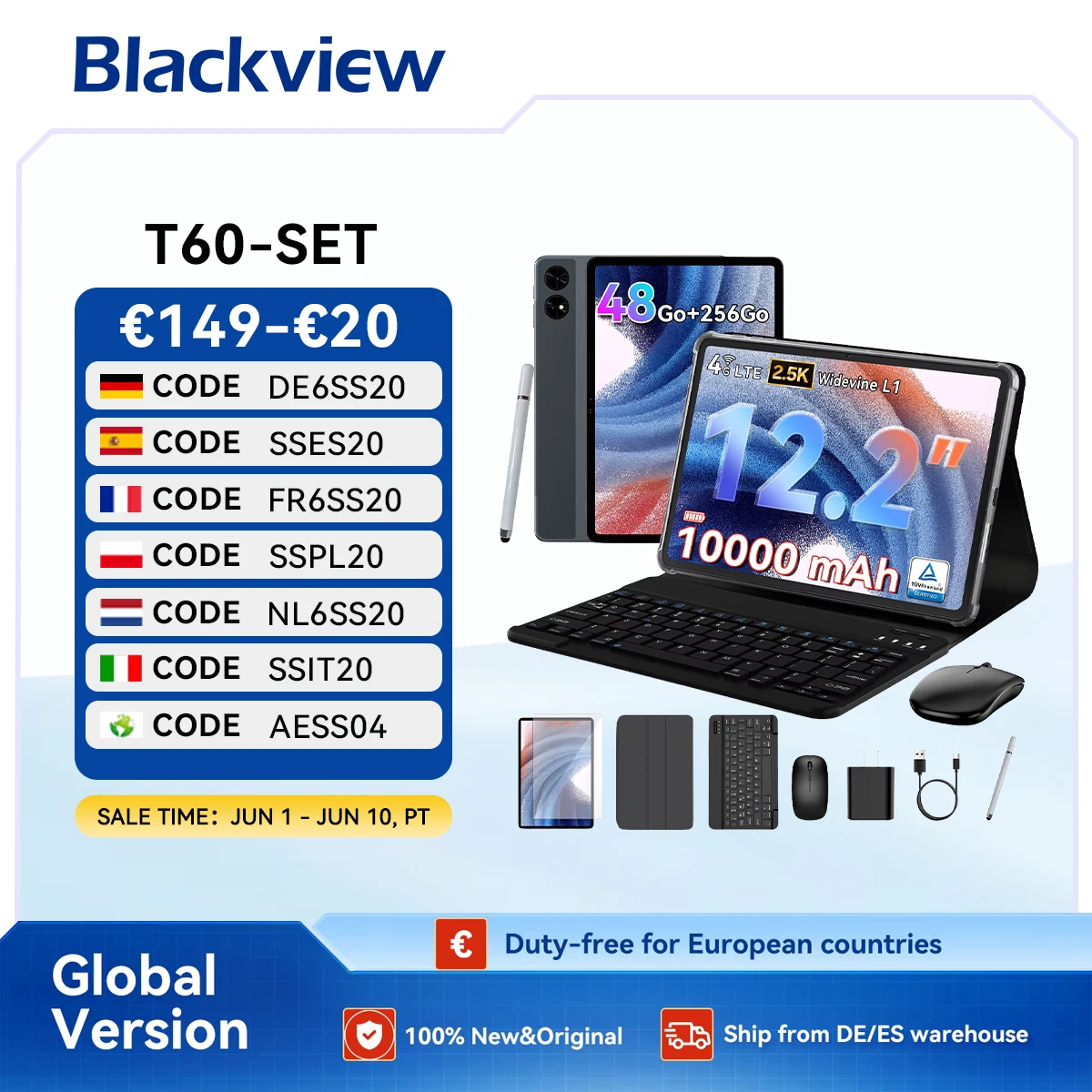 Tablet PC z klawiaturą/myszką, ekran 12,2 cala 2.5K, tablet z systemem Android 16 Aliexpress