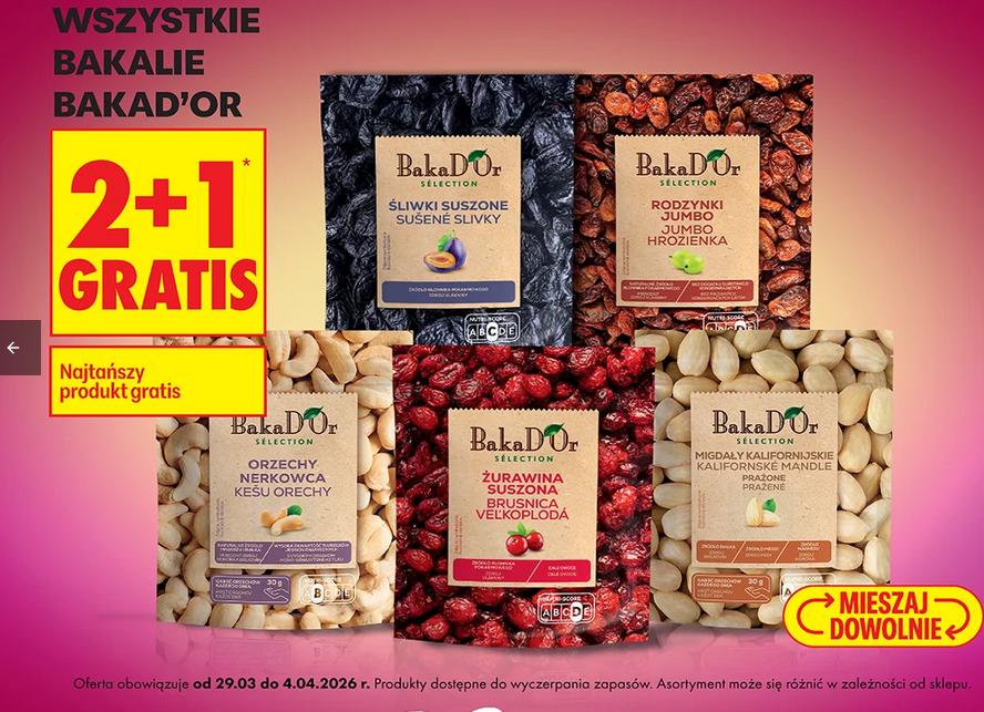 Wszystkie bakalie BAKAD'OR (2+1 GRATiS)