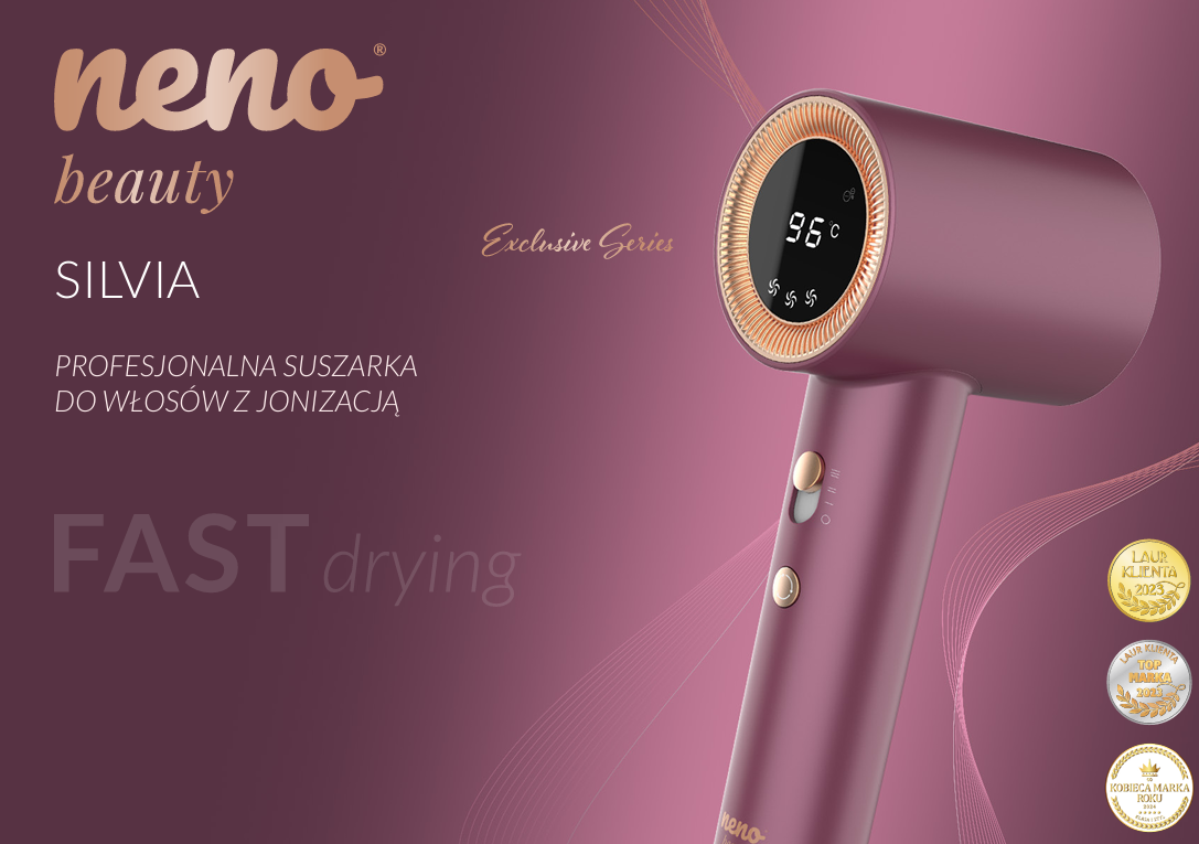 PREMIUM NENO SUSZARKA DO WŁOSÓW Z JONIZACJĄ PROFESJONALNA CICHA 57m/s 1700W
