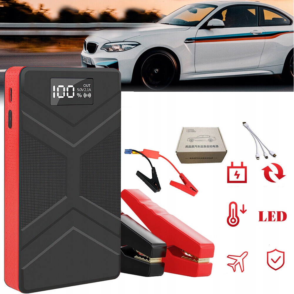 ROZRUSZNIK SAMOCHODOWY 30000MAH POWER BANK LATARKA LED AWARYJNY