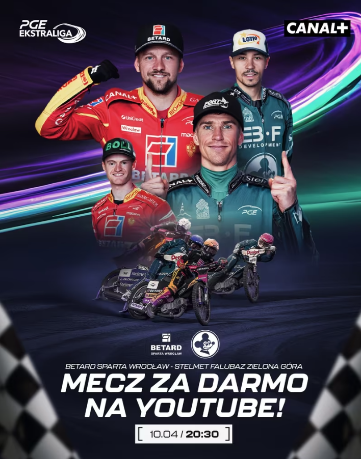 [YouTube] Cały mecz PGE Ekstraligi: Sparta Wrocław – Falubaz Zielona Góra (na żywo) za darmo