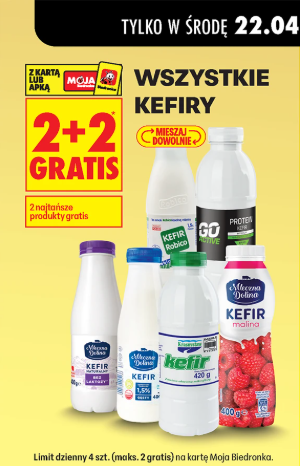 [Biedronka] Wszystkie kefiry 2 + 2 gratis