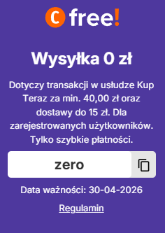 Darmowa dostawa od 40zl do 30.04