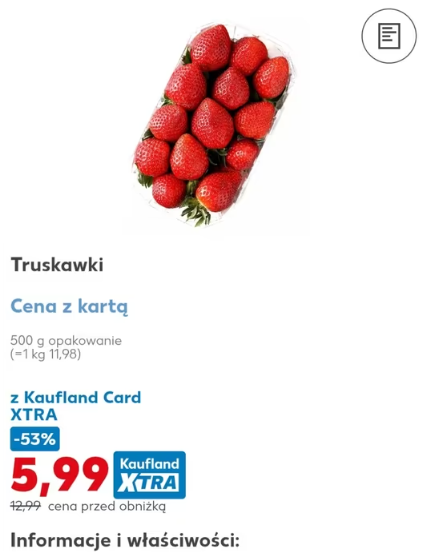 [Kaufland] Truskawki 1kg za 11,98 zł