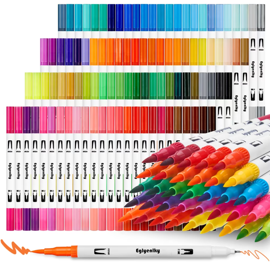 [Amazon] Zestaw 100 pisaków akrylowych Eglyenlky (Dual Tip / Brush)