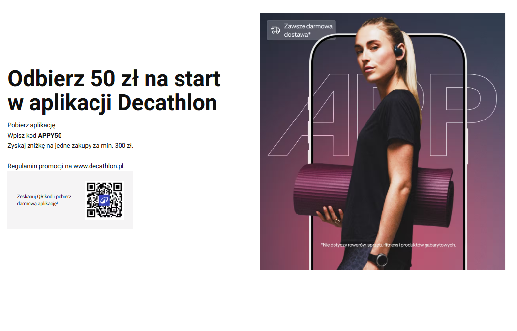 [Decathlon] Odbierz 50 zł na start w aplikacji Decathlon