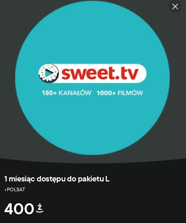 [Żabka] SWEET.TV Pakiet "L" + Polsat za 400 żappsów w aplikacji Żappka