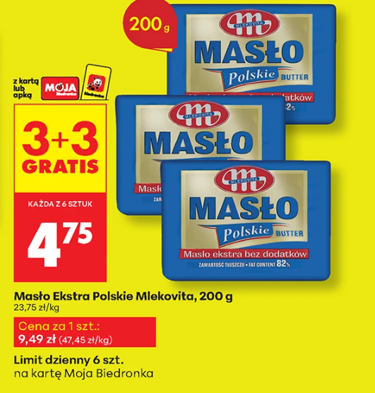 Masło 3+3 gratis w Biedronce
