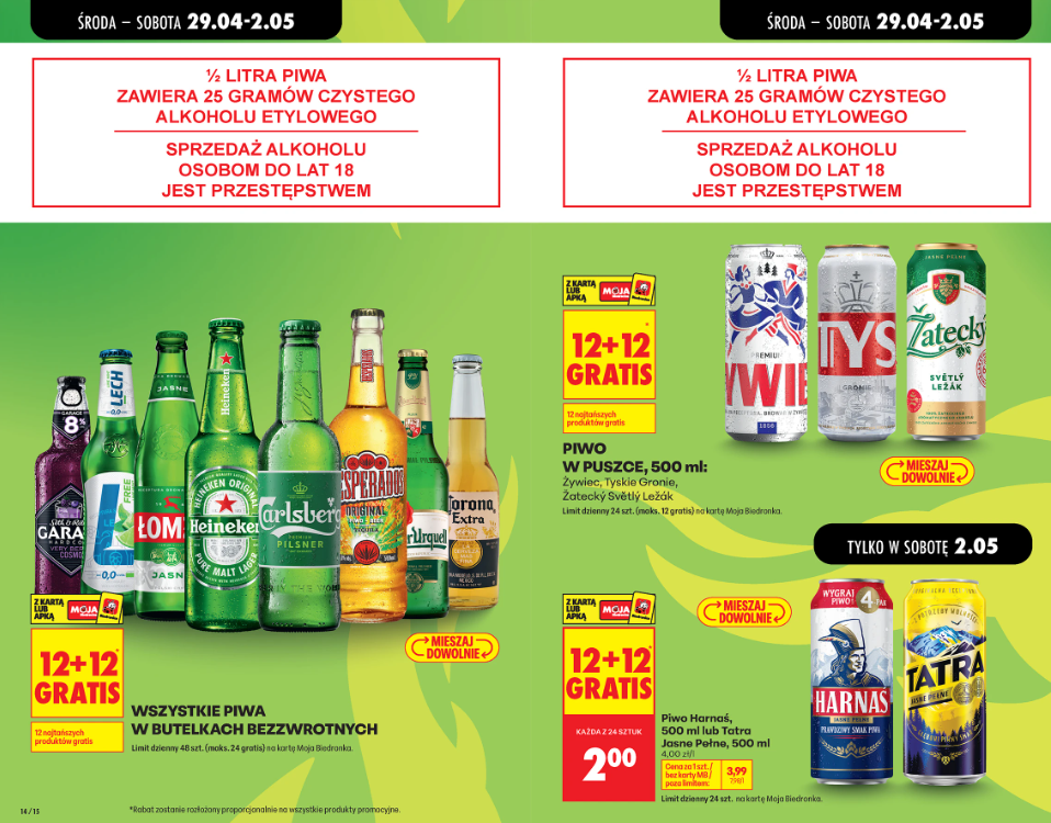 promocje na piwo w Biedronce - majówka 2026