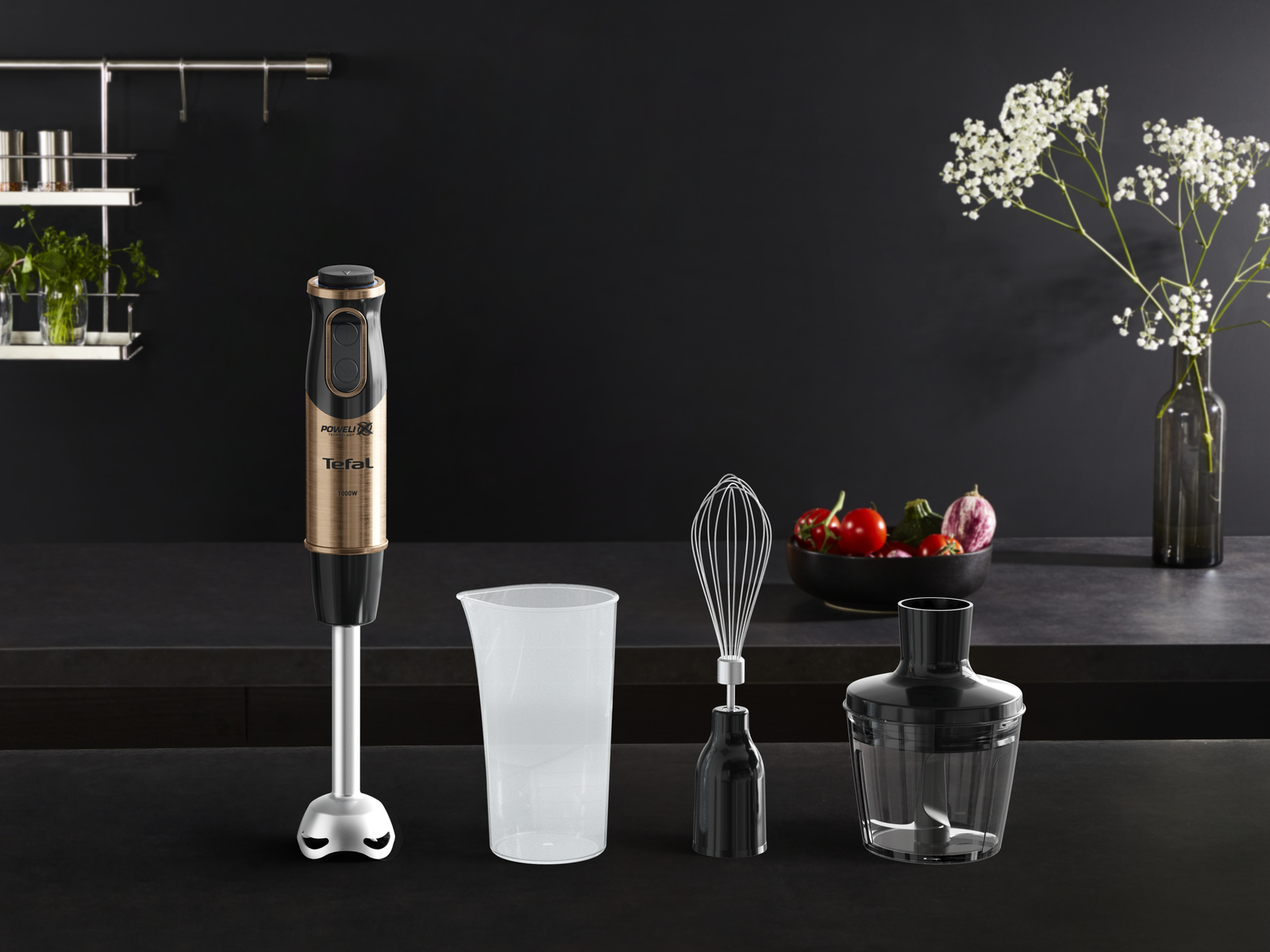 Blender ręczny wielofunkcyjny mocny TEFAL Quickchef HB656G10 3w1 1000 W