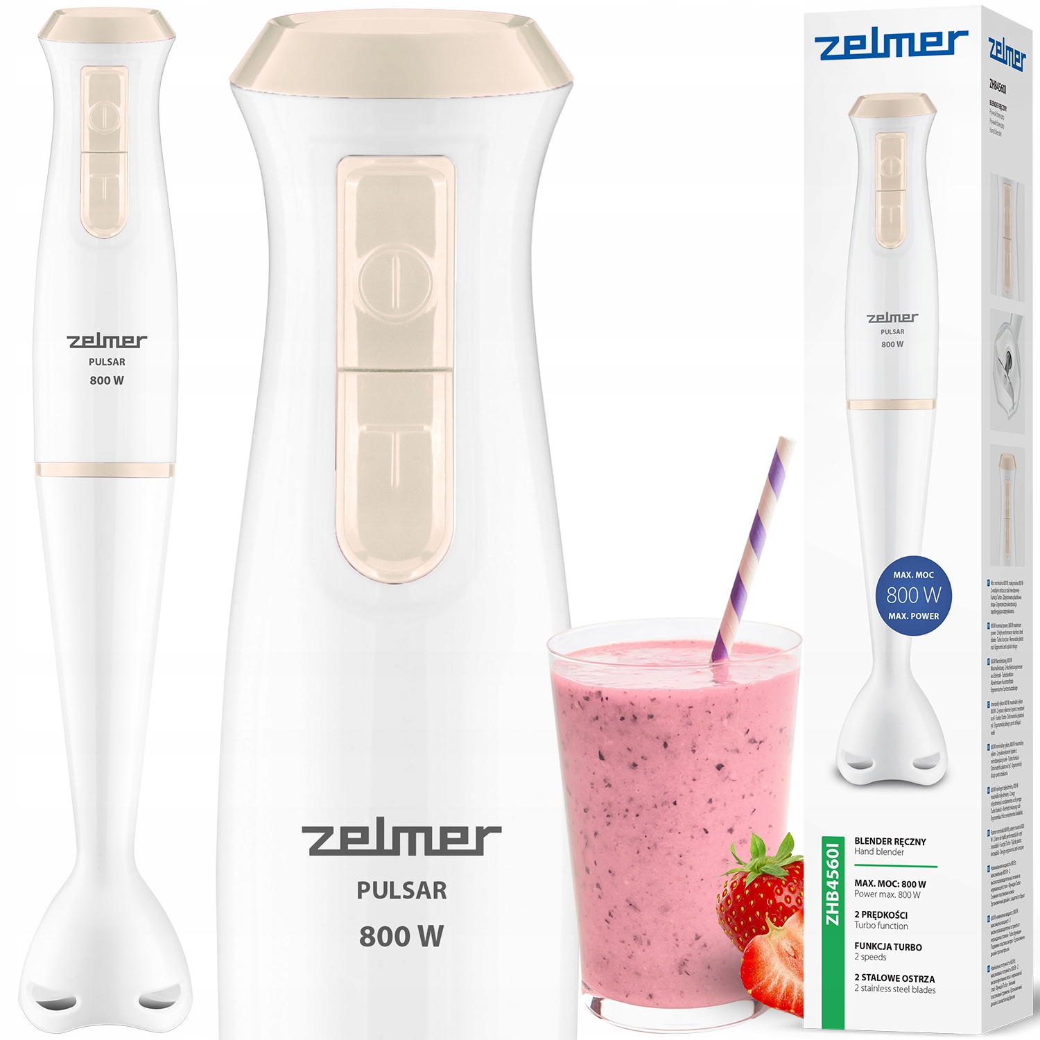 BLENDER RĘCZNY ZELMER KUCHENNY WIELOFUNKCYJNY MIKSER ROBOT TURBO 800W