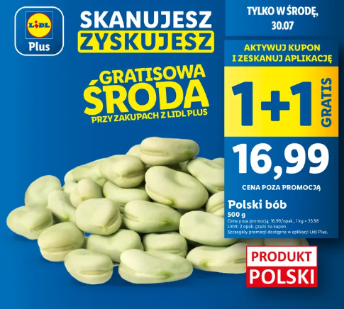Bób w  Lidlu 1+1 gratis tylko dziś (cena za 1kg)