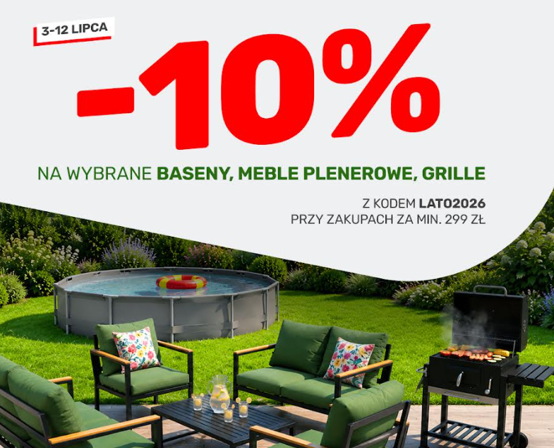 Kod rabatowy do Bricomarche na -10% na wybrane baseny, meble ogrodowe i grille przy zakupach za min 299 zł