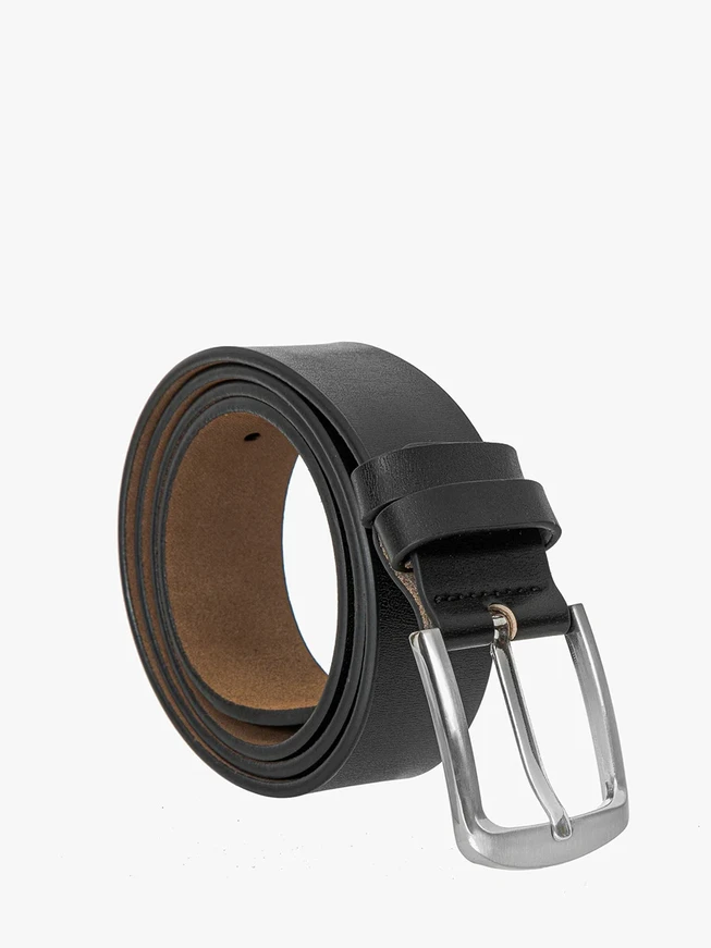 [Ryłko] Czarny pasek męski ze skóry licowej - 110cm