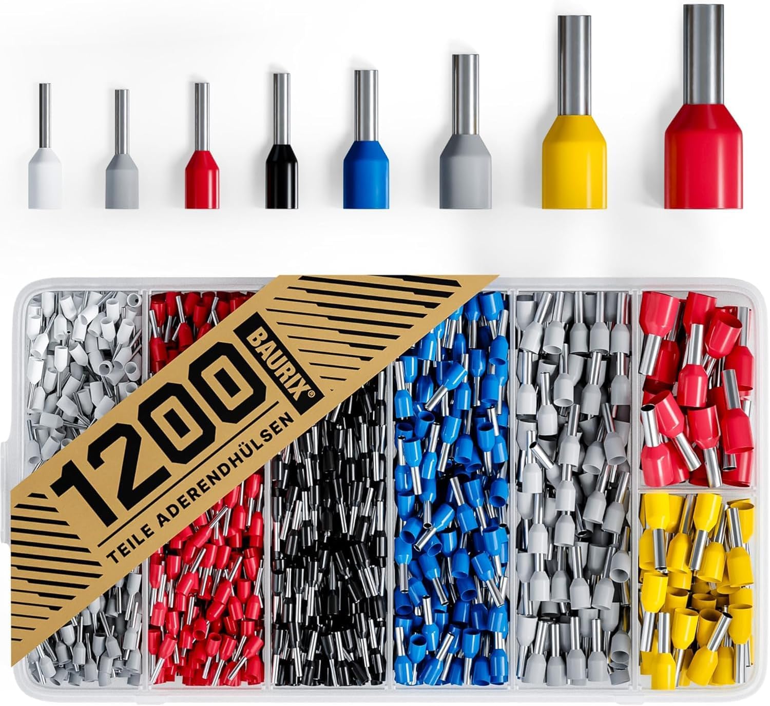BAURIX® Końcówek kablowych - zaciskowych, 1200 sztuk [0,5 - 10 mm²]
