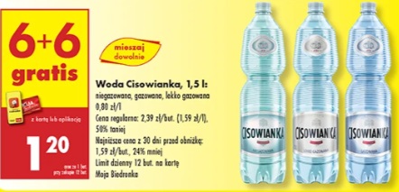 Woda Cisowianka 1.5l 6+6 gratis