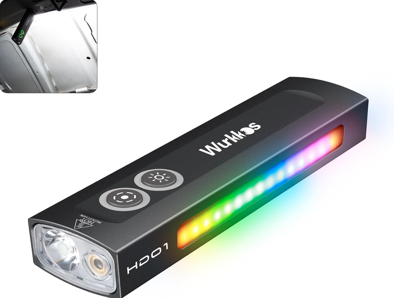 Kompaktowa latarka Wurkkos HD01 1200 lm + zielony laser, RGB i USB-C