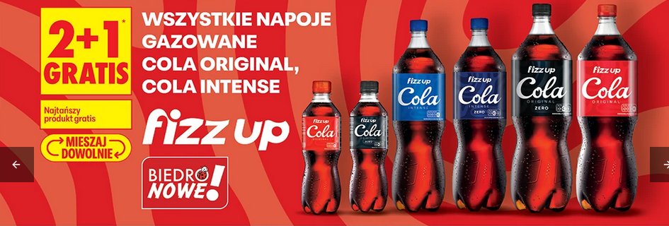 Wszystkie napoje gazowane Cola Original, Cola Intense (2+1 GRATiS)