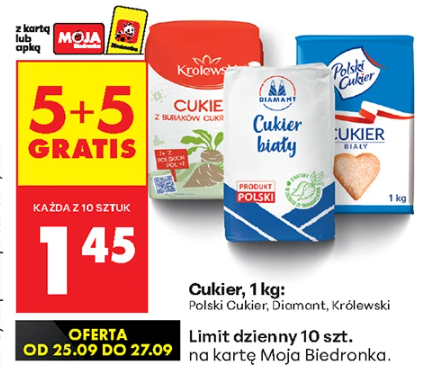 Cukier 1 kg w Biedronce 5+5 gratis
