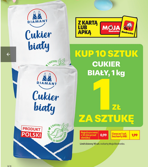 Cukier biały DiAMANT, 1 KG (przy zakupie 10 sztuk)