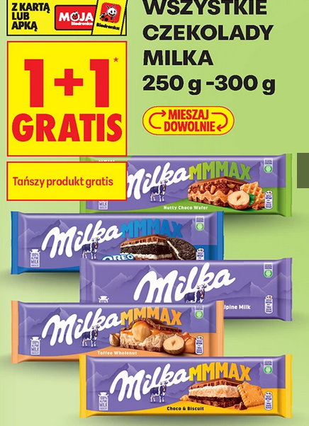 Wszystkie czekolady Milka, 250-300g (1+1 GRATiS)