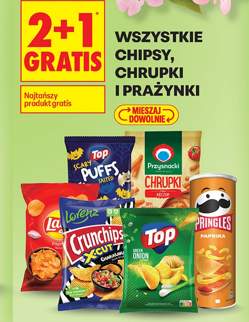 Wszystkie chipsy, chrupki i prażynki (2+1 GRATiS)