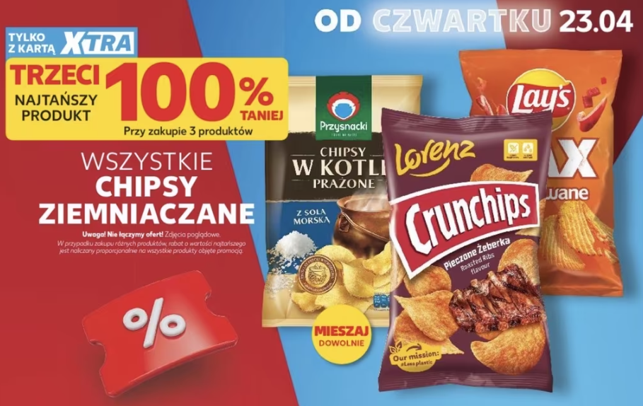 Chipsy ziemniaczane trzeci najtańszy za darmo