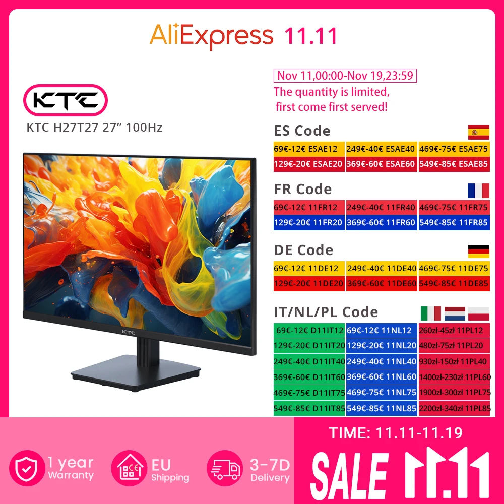 Monitor do gier KTC H27T27, ekran IPS 27 cali 2560x1440