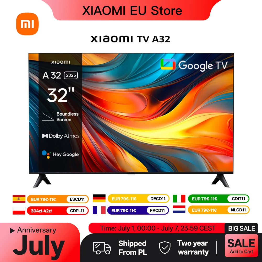 Telewizor Xiaomi TV A 32, dynamiczny dźwięk z Dolby Audio ™ DTS-X i DTS Virtual:X
