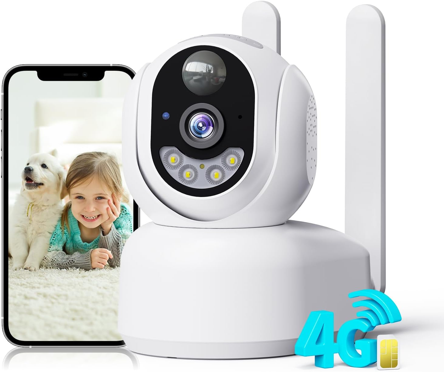 PESAIR 4G LTE Indoor Surveillance Camera with SIM Card