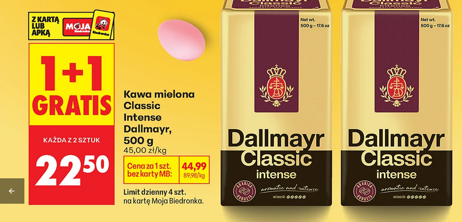 Kawa mielona Dallmayr Classic Intense, 500g (1+1 GRATiS)