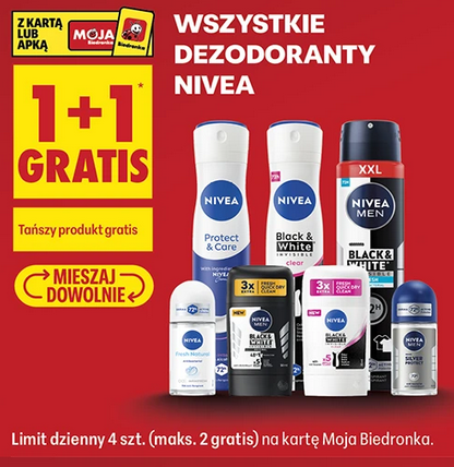 Wszystkie dezodoranty NiVEA (1+1 GRATiS)