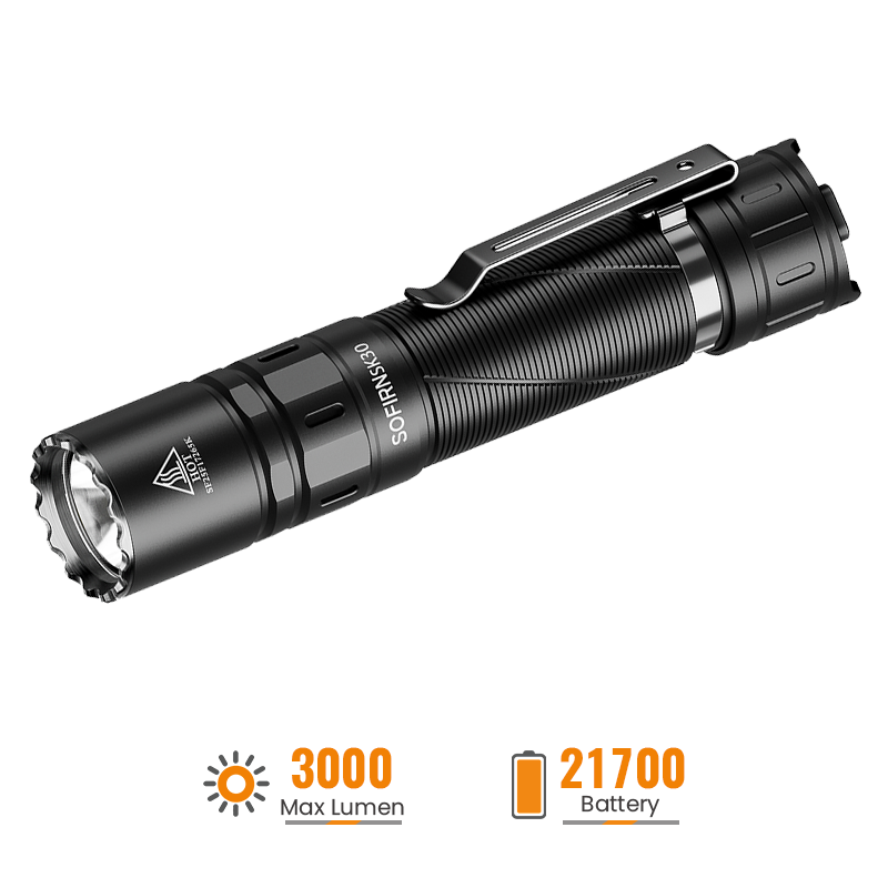 Latarka taktyczna Sofirn SK30 (możliwe ~91zł) - "moc" 3000lm (SFT70 6000K), zasięg ~392m, 5000mAh, USB-C, kabura (dostawa z Polski)