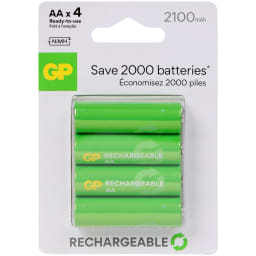 Baterie z możliwością wielokrotnego ładowania GP AA, 4 sztuki | 2100 mAh
