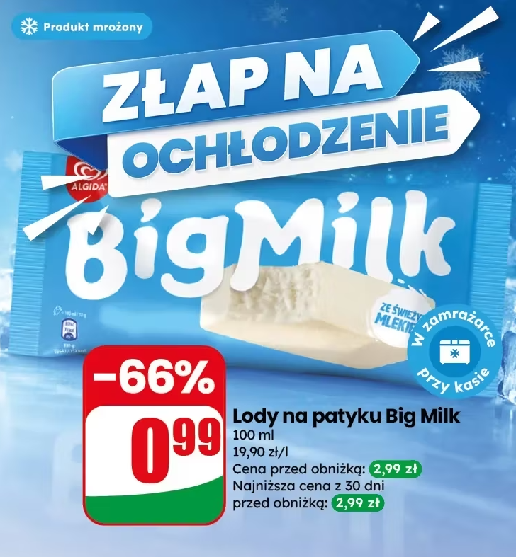 [Dino] Lody na patyku Big Milk 100ml