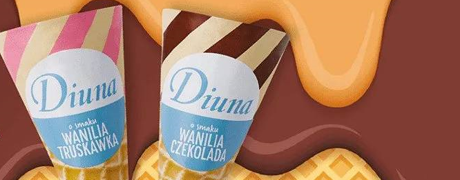 Lody DIUNA rożek duo, 120 ML (wanilia-czekolada, wanilia-truskawka)