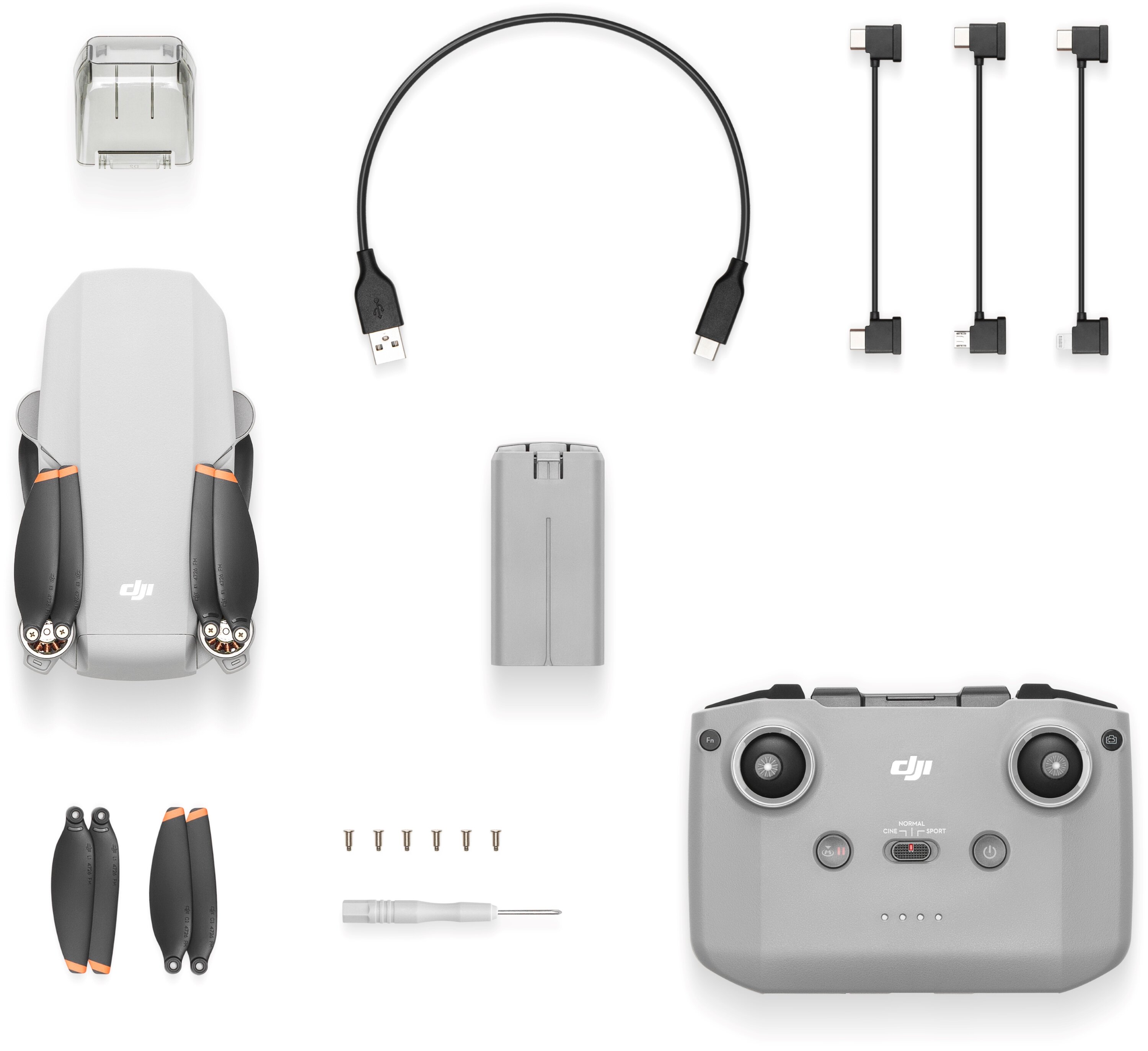 Dron DJI Mini 4K z aparaturą RC-N1C, kamera 4K UHD, 3-osiowa stabilizacja gimbala