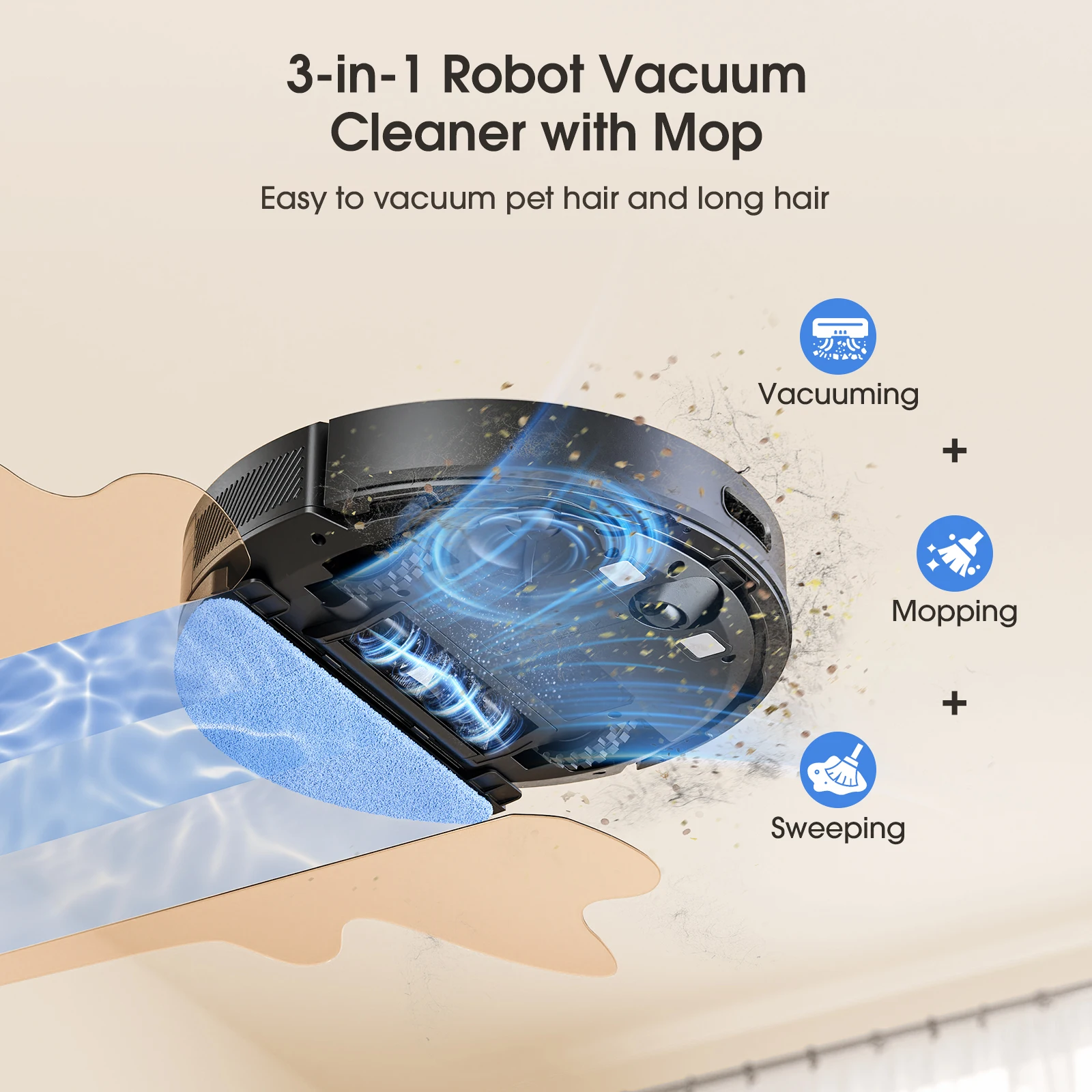 Robot odkurzający Lubluelu L20Ultra, 3-w-1, Mop, Ssanie 6000Pa, Nawigacja LiDAR