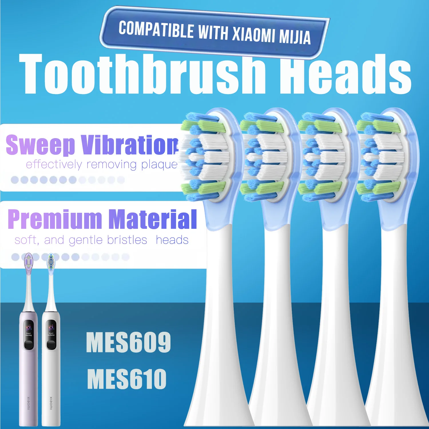 Wymienne główki do szczoteczek sonicznych XIAOMI MIJIA MES609/MES610 Pro (4x)