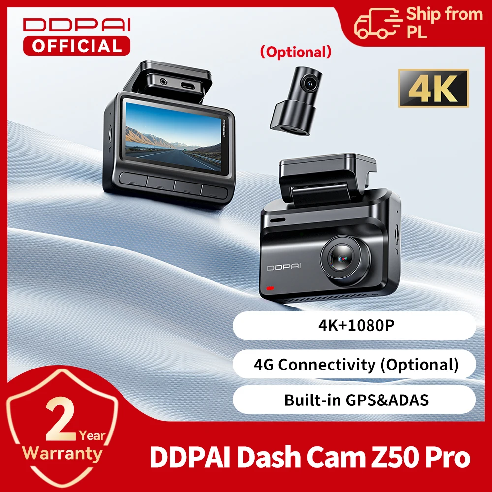 Kamera samochodowa DDPAI 4K Dash Cam Z50 Pro 5GHz Wi-Fi GPS ADAS Noktowizor 4G DVR