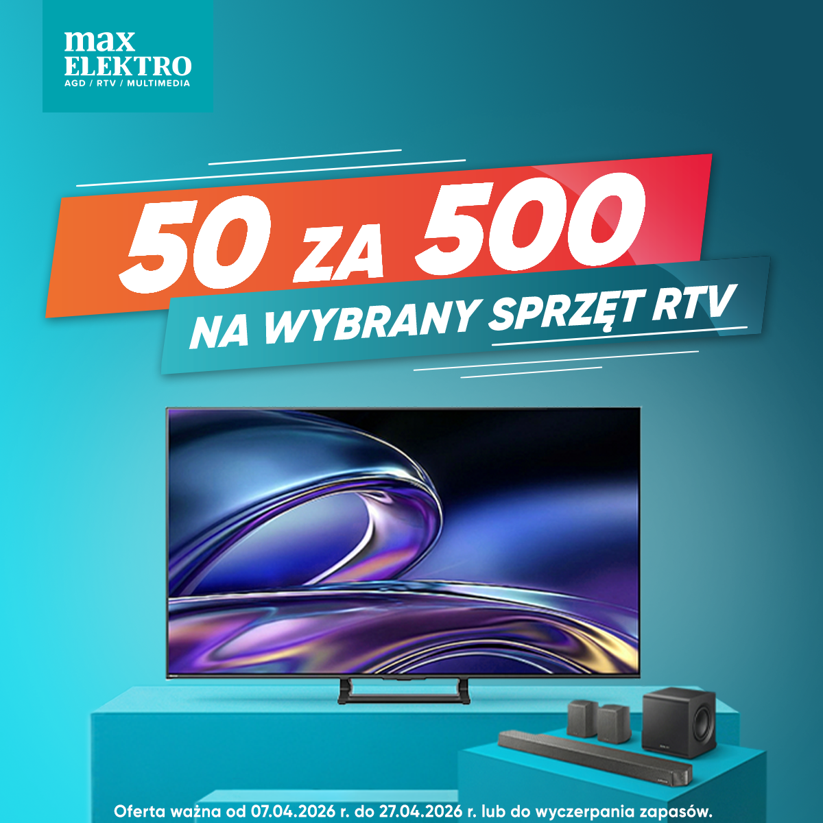 50 zł rabatu za każde 500 zł na TV