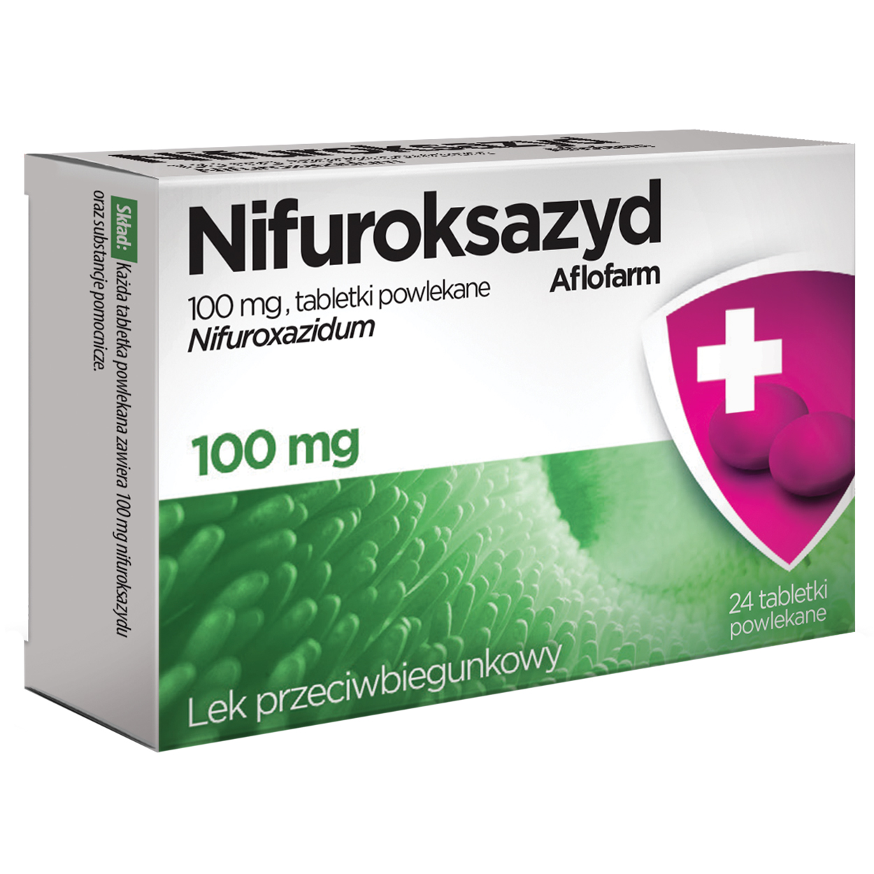 Nifuroksazyd Aflofarm 100 mg, 24 tabletki powlekane KRÓTKA DATA wyprzedaż magazynowa